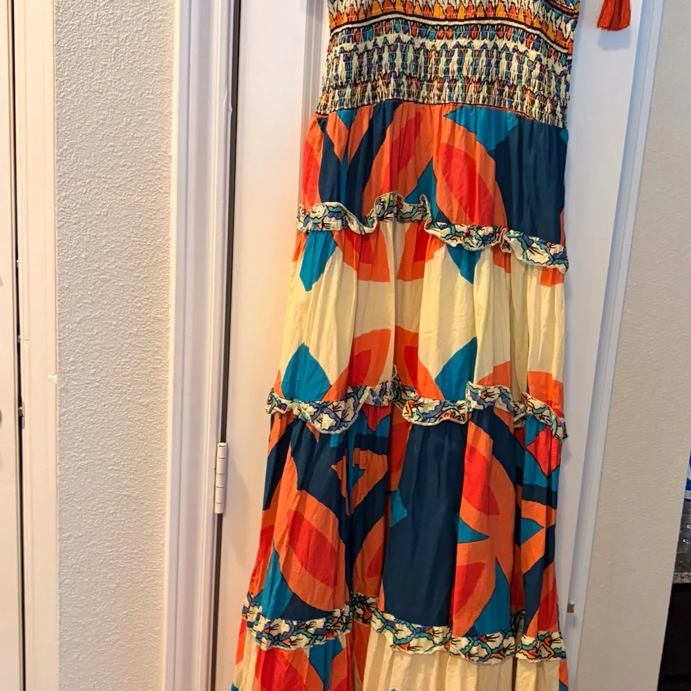 Moda Posa Colorful Cotton Maxi Dress with Tassel Details - Picture 4 of 6